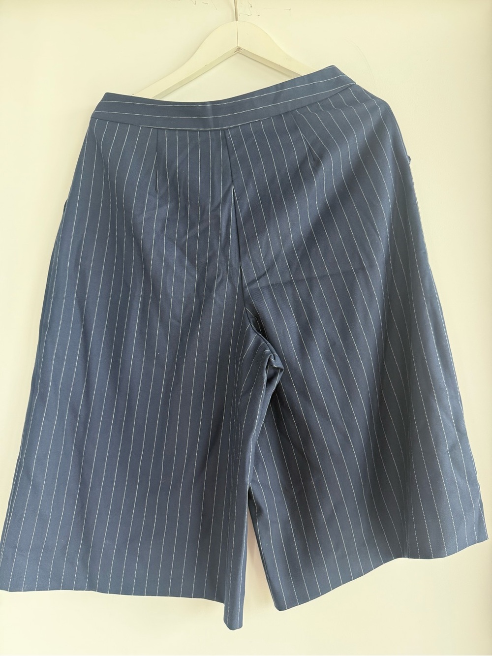 Anthropologie Navy Pinstripe Flat-Front Shorts